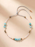 Bracelet - 001  Aqua & Gold Faceted Stones