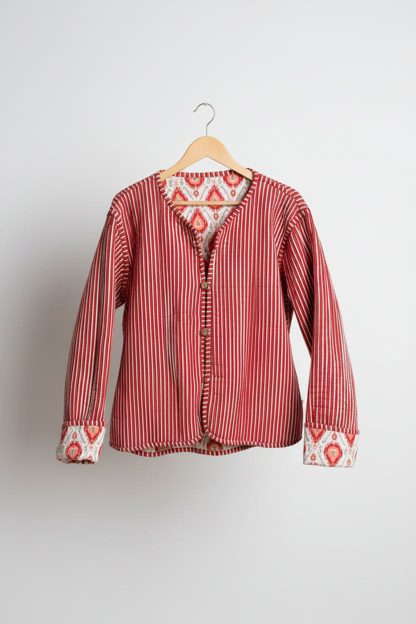 Jacket - White Amber Red Abstract