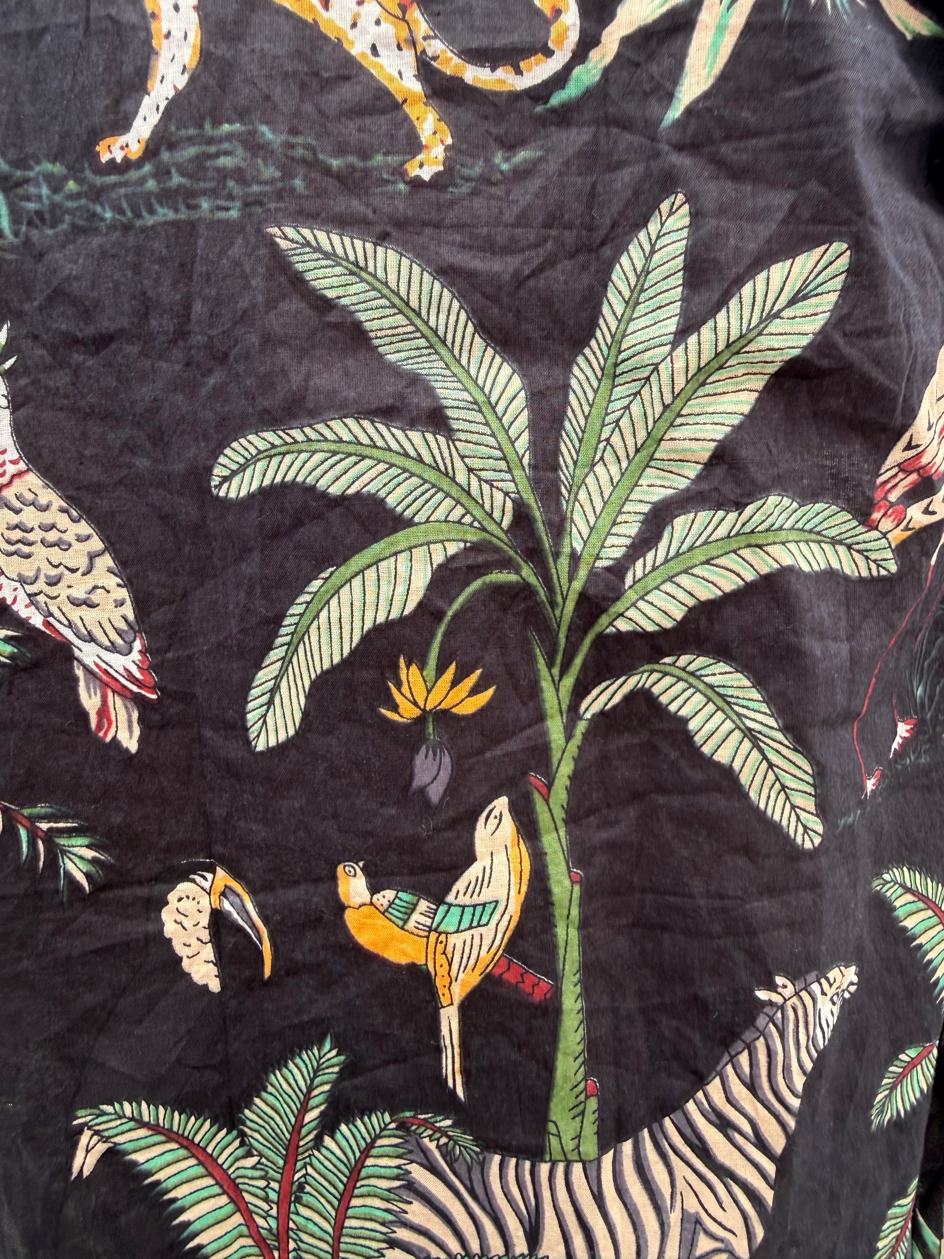Pyjamas - Black Tropical Print