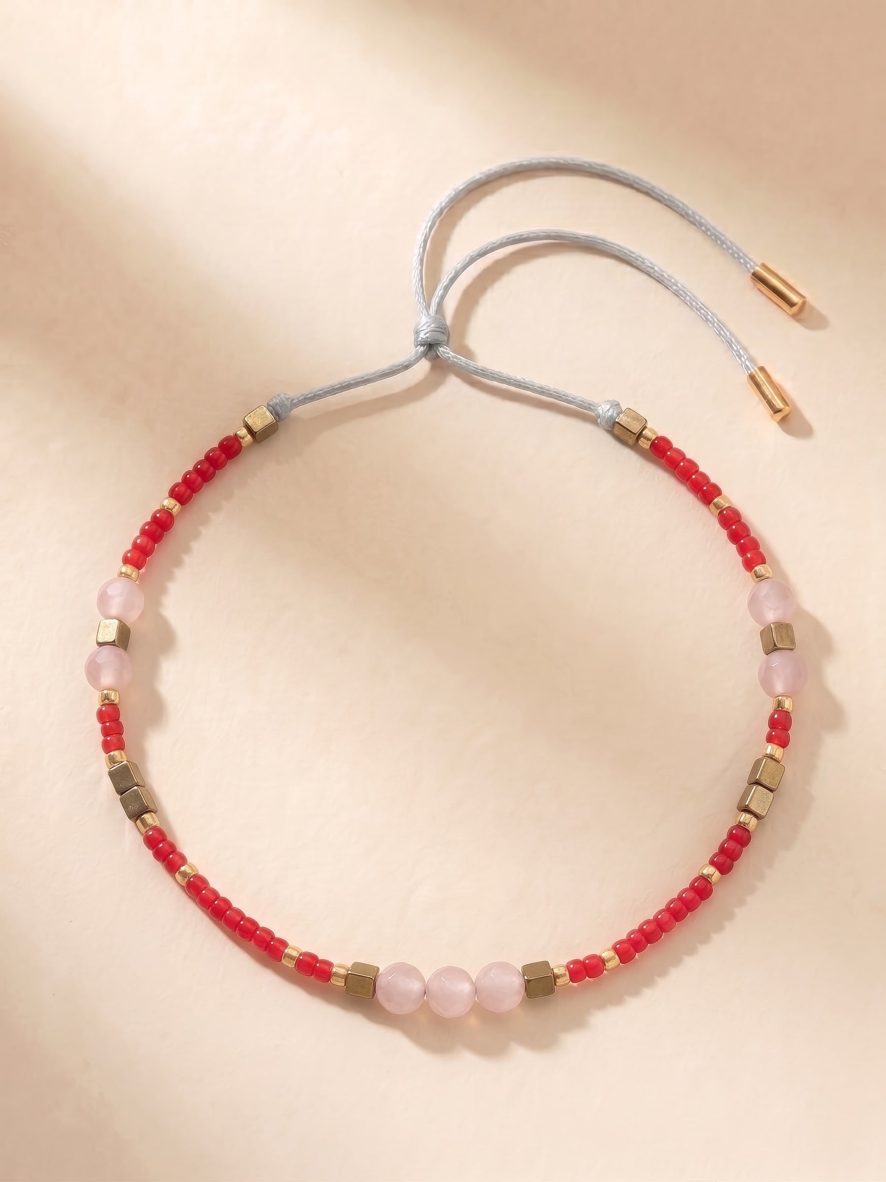 Bracelet - 003 Red & Gold Faceted Stones