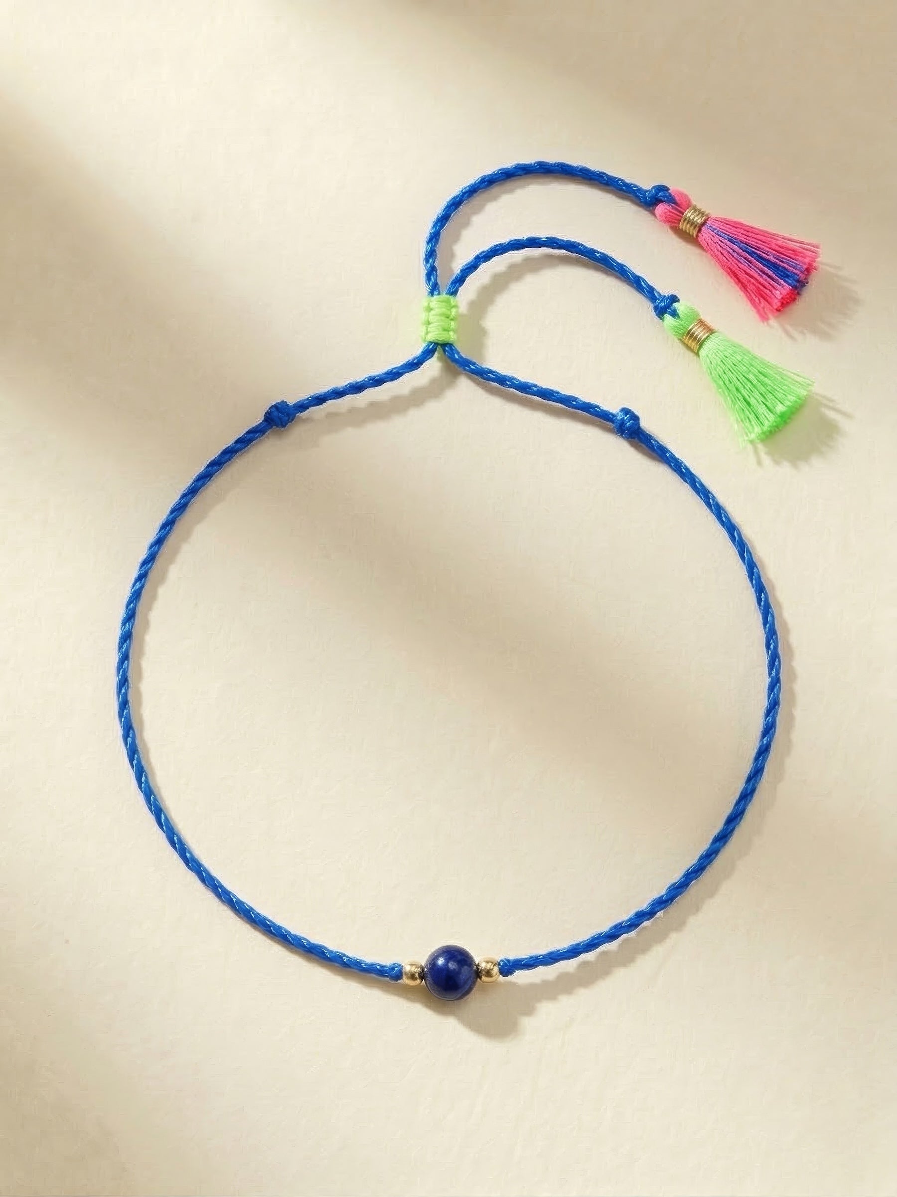 Bracelet - 020 Neon Blue Rope & Tassels
