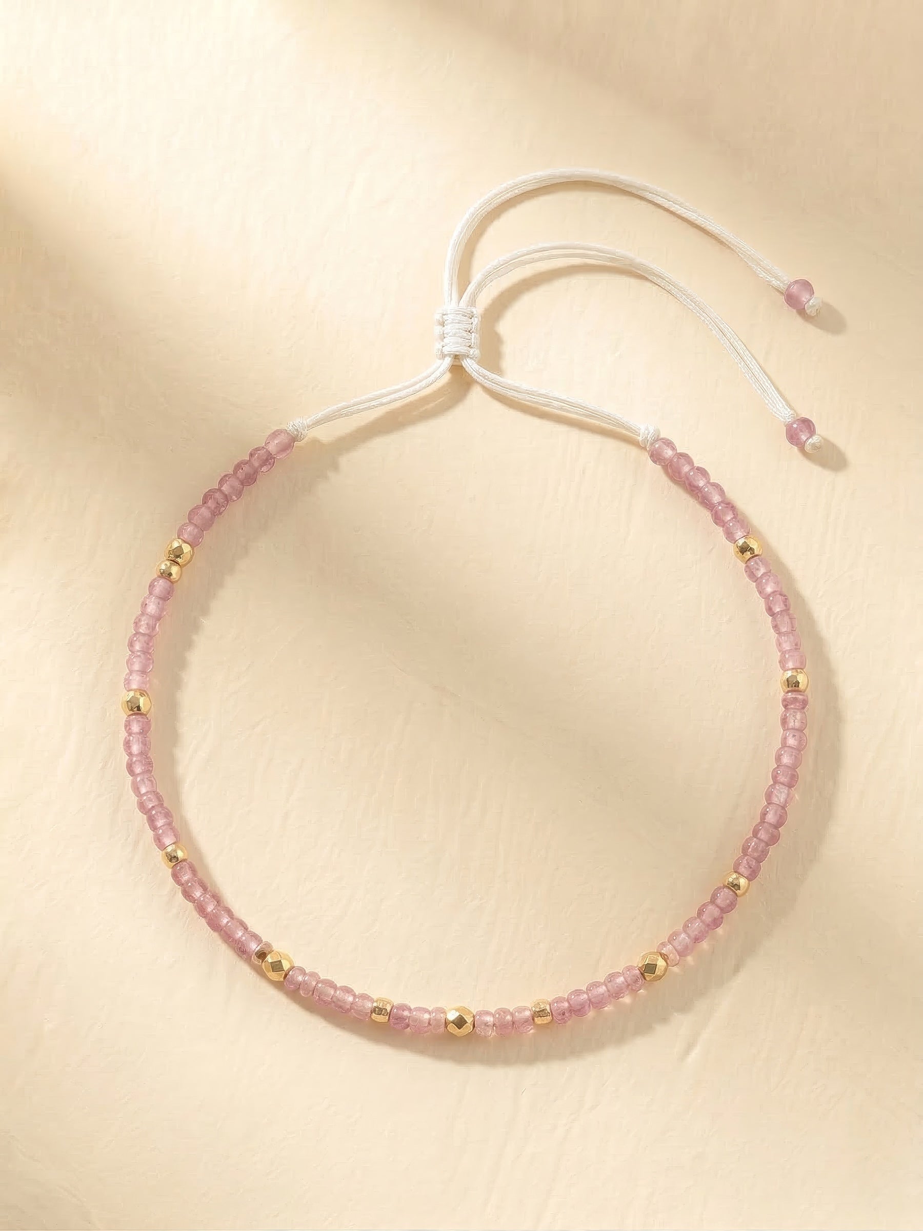 Bracelet - 011 Pink & Gold Semi Precious Stones
