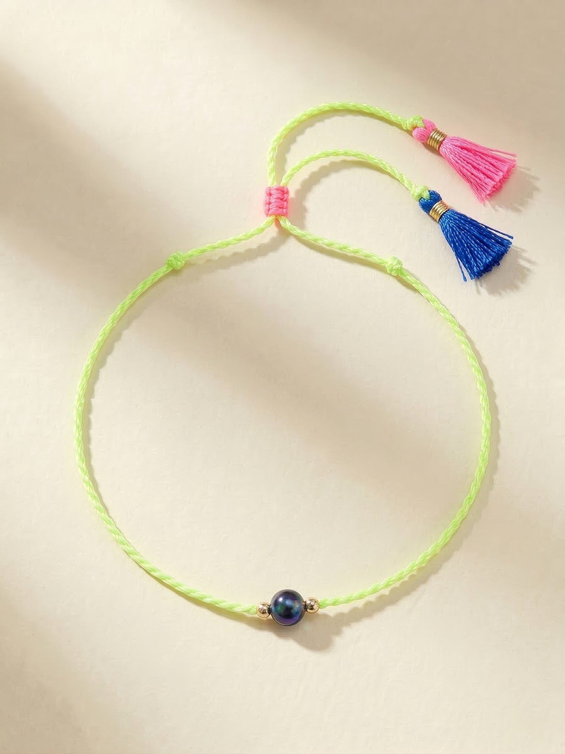 Bracelet - 022 Neon Yellow Rope & Tassels
