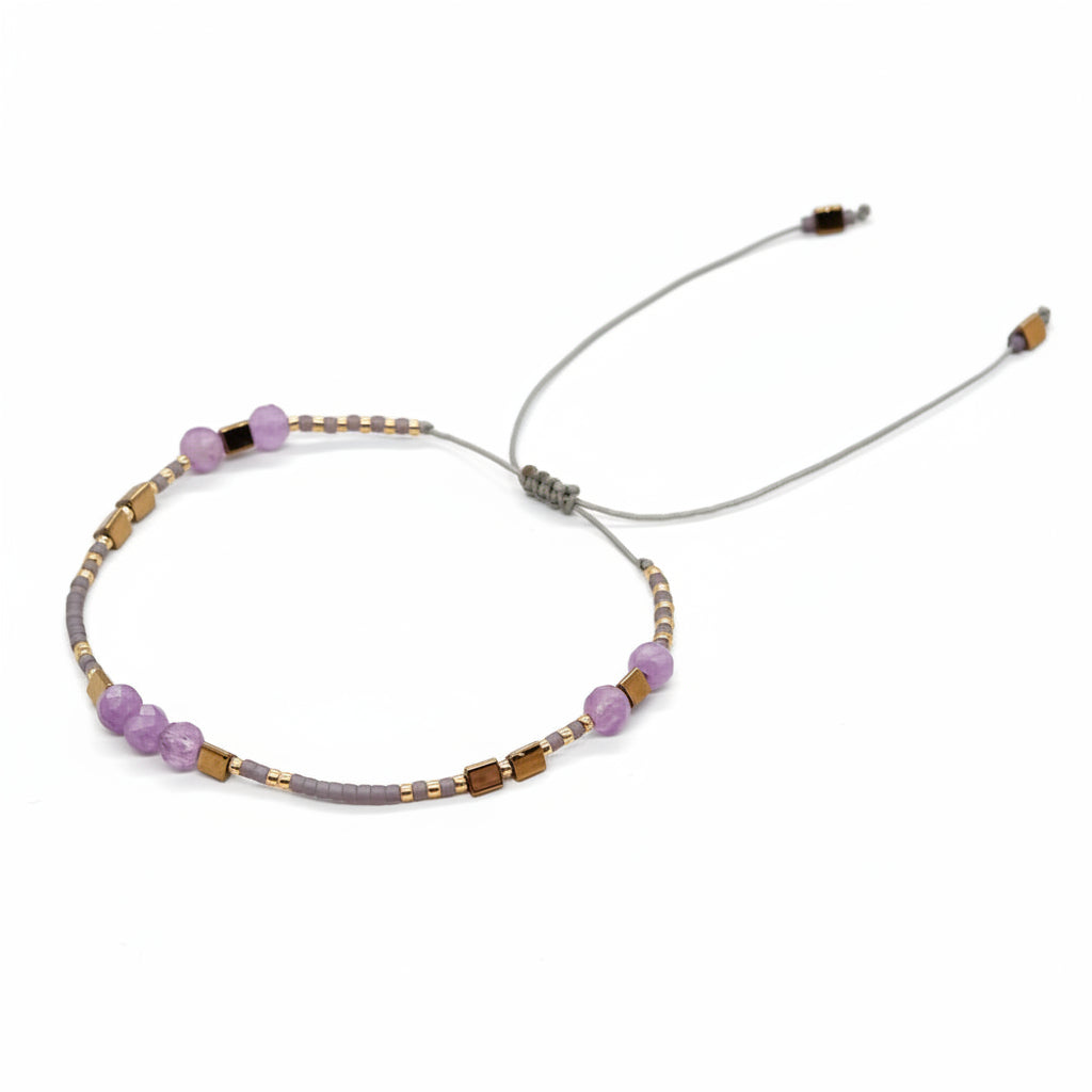 Bracelet - Lilac & Gold Faceted Stones