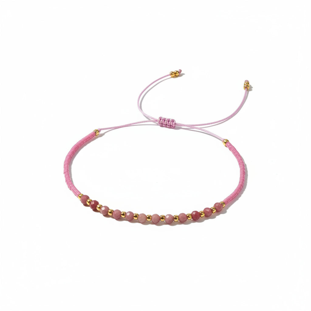 Bracelet - Hot Pink Beaded Gem Stone