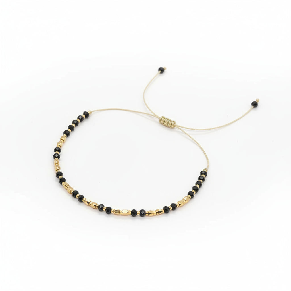 Bracelet - Black & Gold Semi Precious Stones