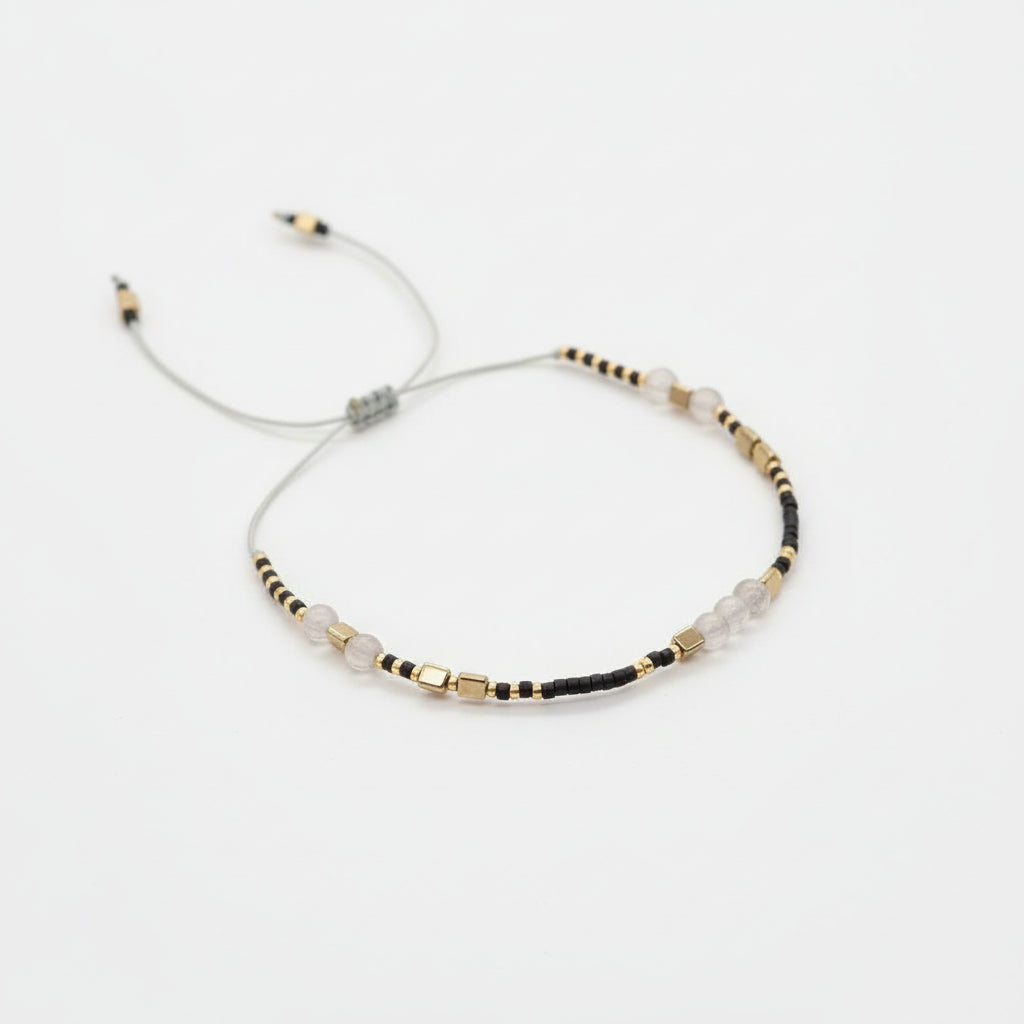 Bracelet - Black & Gold Faceted Stones