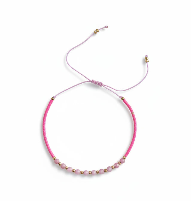 Bracelet - Hot Pink Beaded Gem Stone