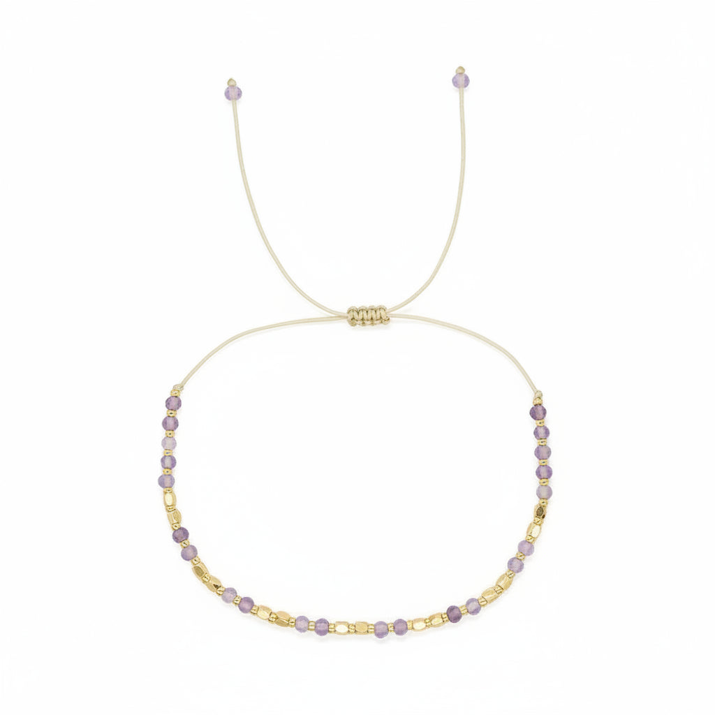Bracelet - Purple & Gold Semi Precious Stones