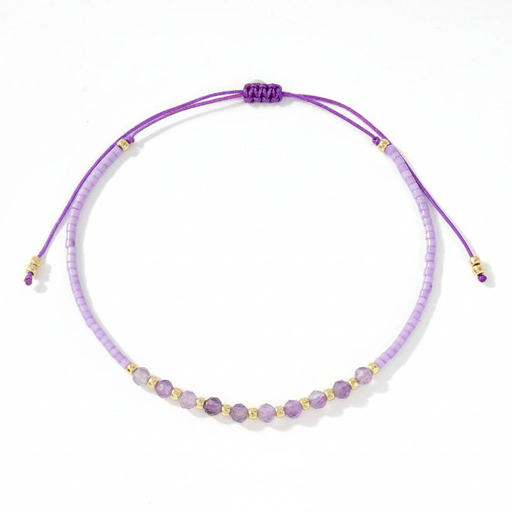 Bracelet - Lilac Beaded Gem Stone