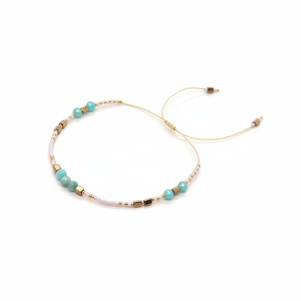 Bracelet - Aqua & Gold Faceted Stones