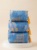 Cosmetic Bags - Blue Peacock- Set of 3