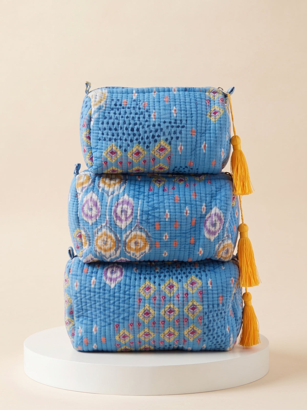 Cosmetic Bags - Blue Peacock- Set of 3
