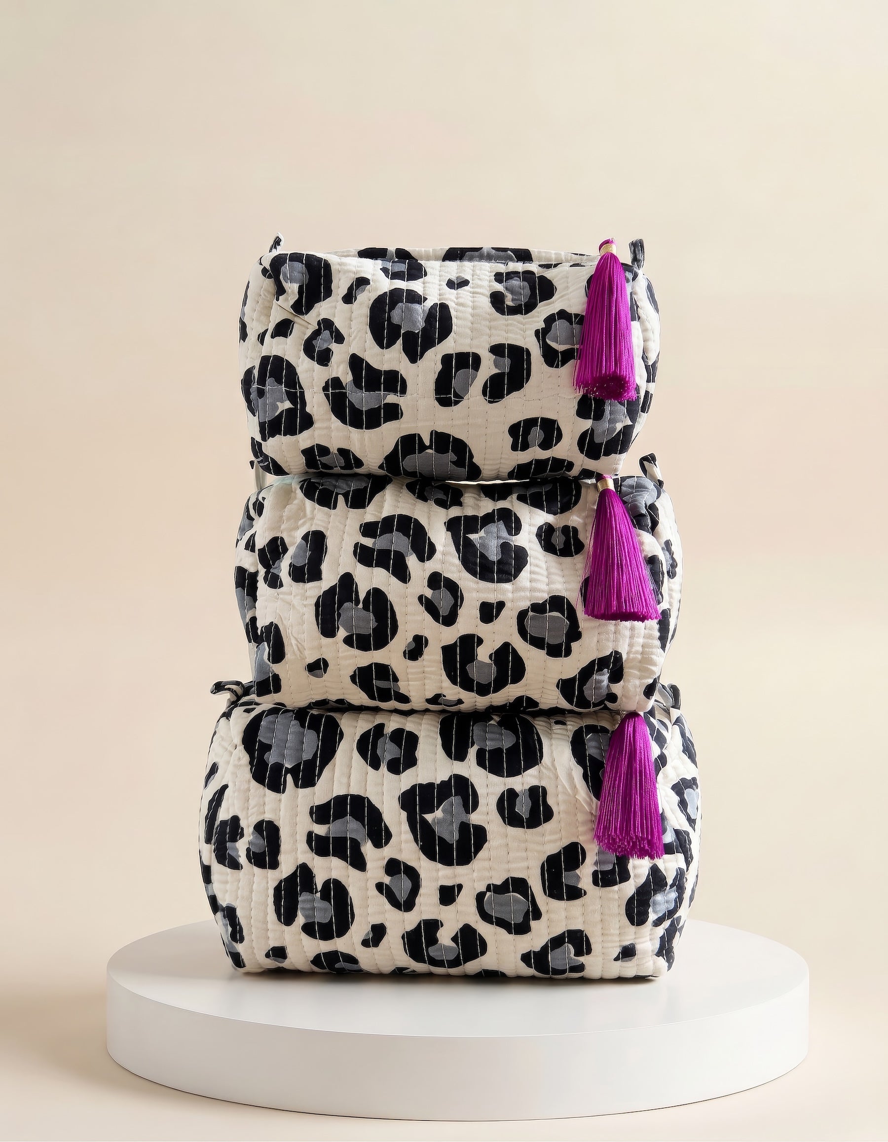 Cosmetic Bags - Blue Leopard Print - Set of 3