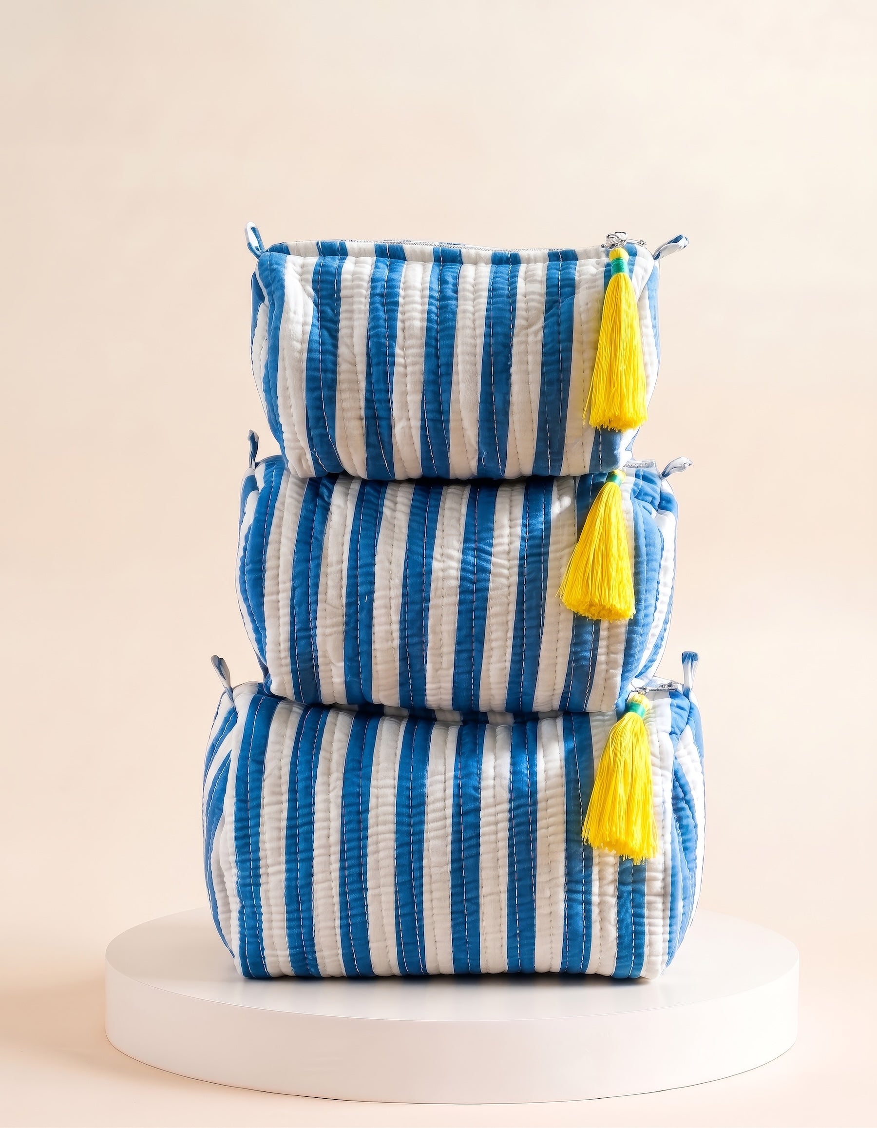 Cosmetic Bags - Blue Stripe - Set of 3