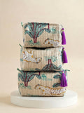 Cosmetic Bags - Cream Tropical - Set of 3