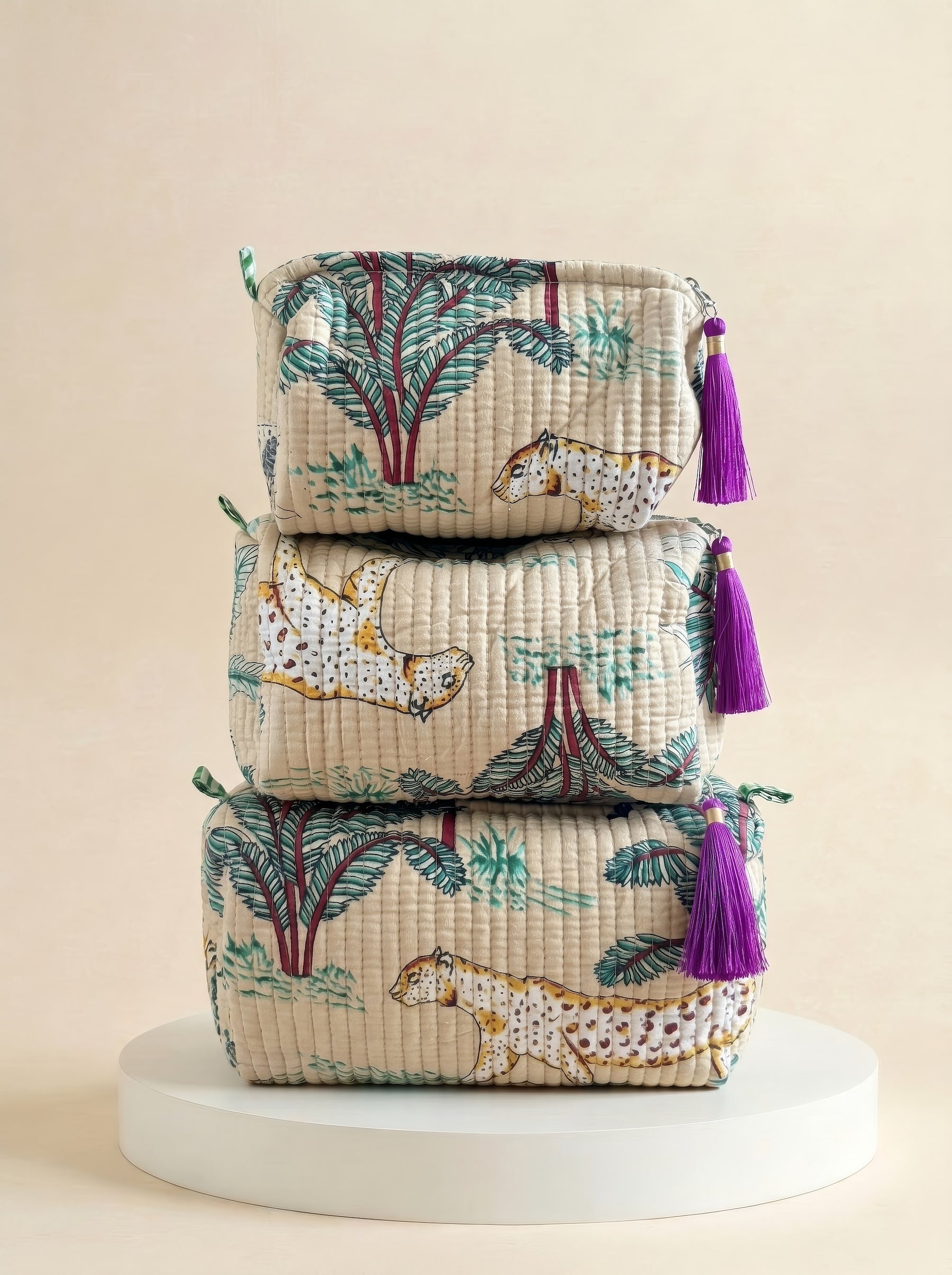 Cosmetic Bags - Cream Tropical - Set of 3
