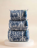 Cosmetic Bags - Blue Floral Print - Set of 3