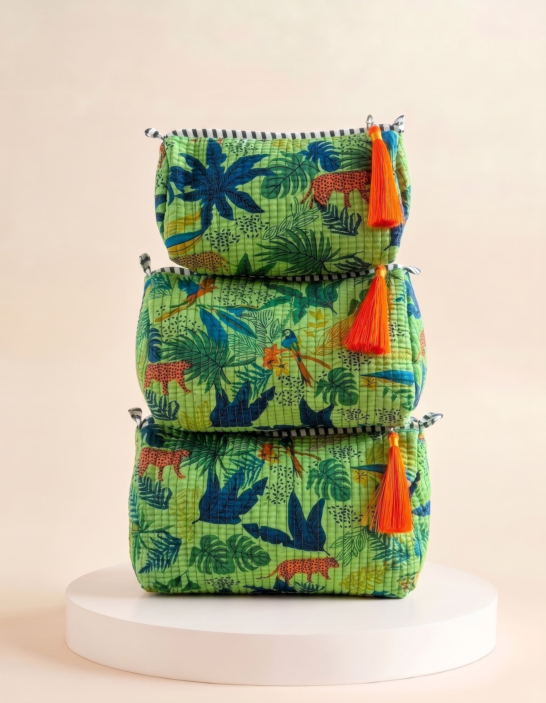 Cosmetic Bags - Green Jungle Print - Set of 3