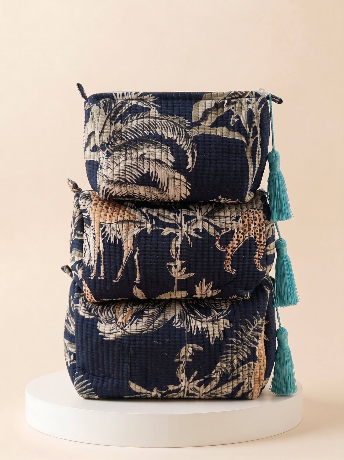 Cosmetic Bags - Navy Jungle - Set of 3