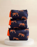 Cosmetic Bags - Navy Blue & Orange Tiger - Set of 3