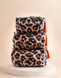 Cosmetic Bags - Orange Leopard print - Set of 3