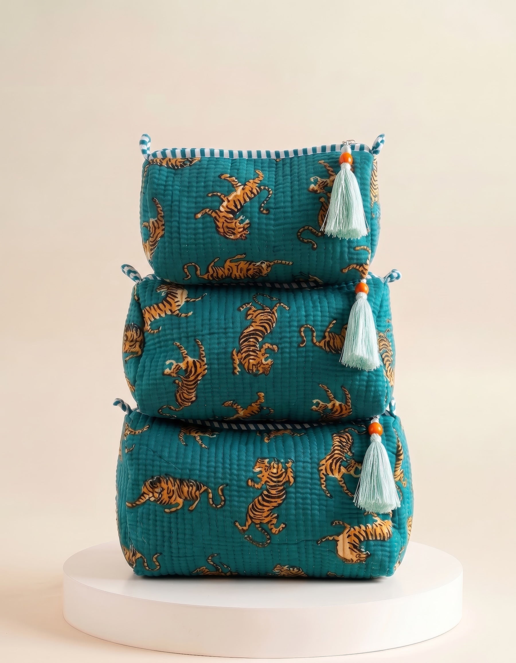 Cosmetic Bags - Teal Tiger - Set of 3
