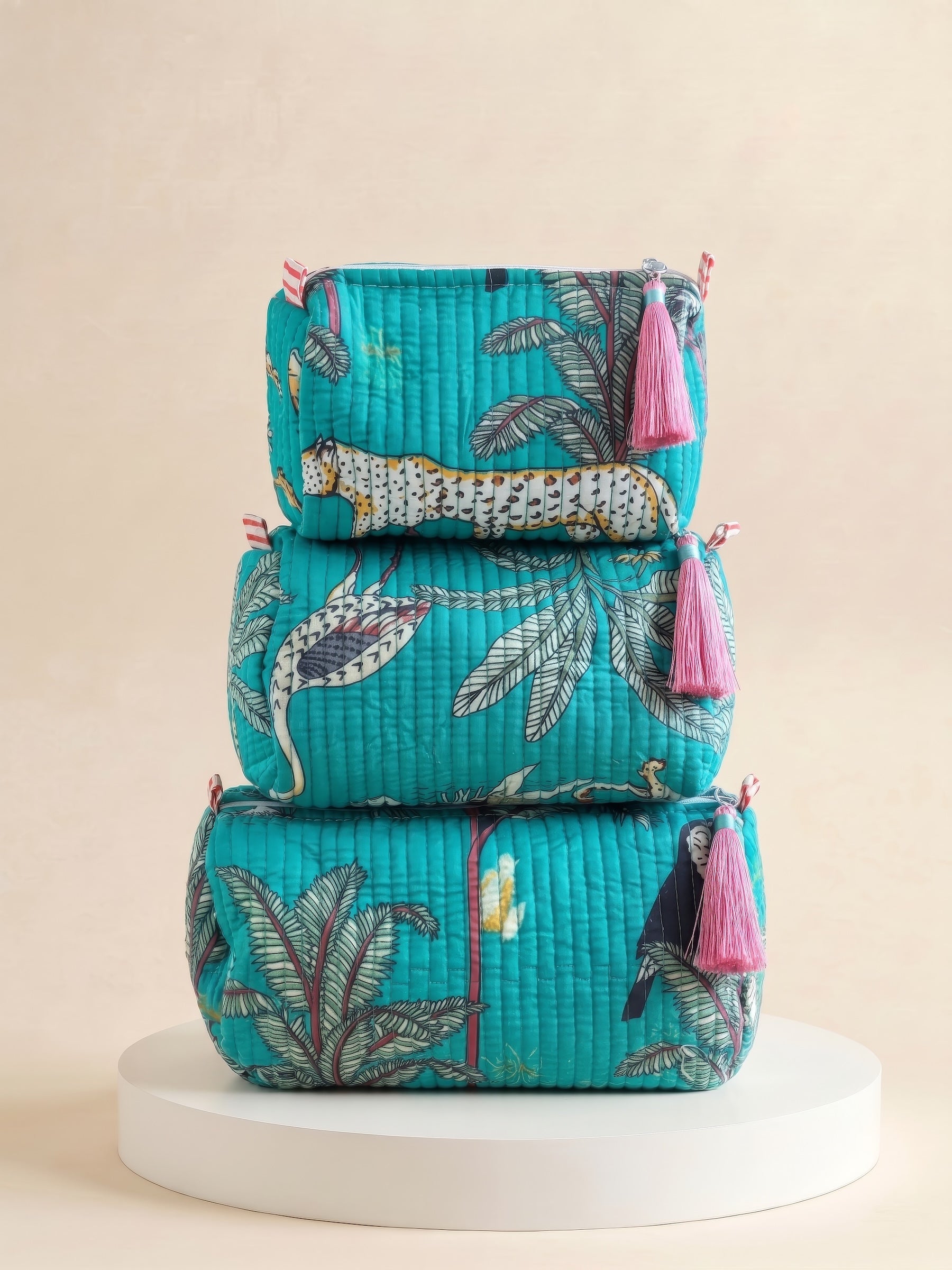 Cosmetic Bags - Jade Green Tropical - Set of 3