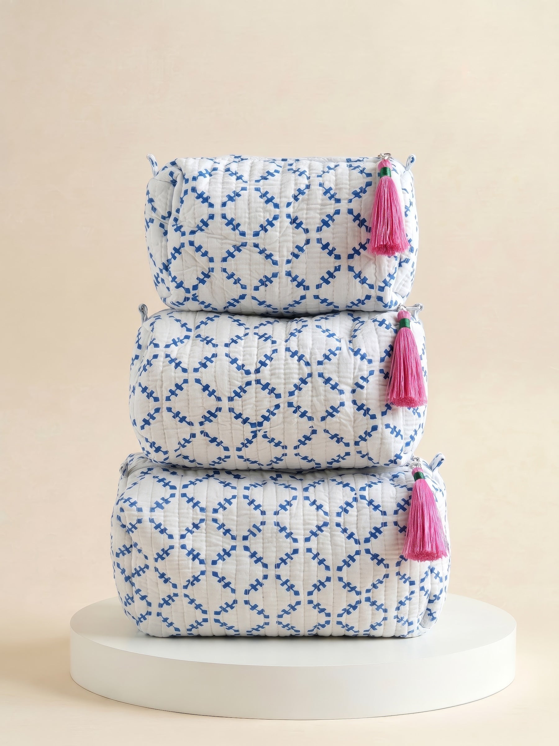 Cosmetic Bags - Blue Diamond- Set of 3