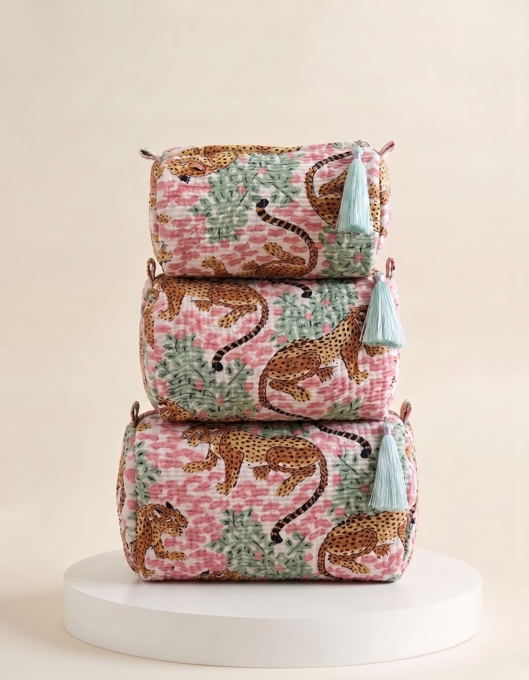 Cosmetic Bags - Soft Pink Cheetah - Set of 3