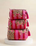 Cosmetic Bags - Red & Pink Tiger Stripes - Set of 3