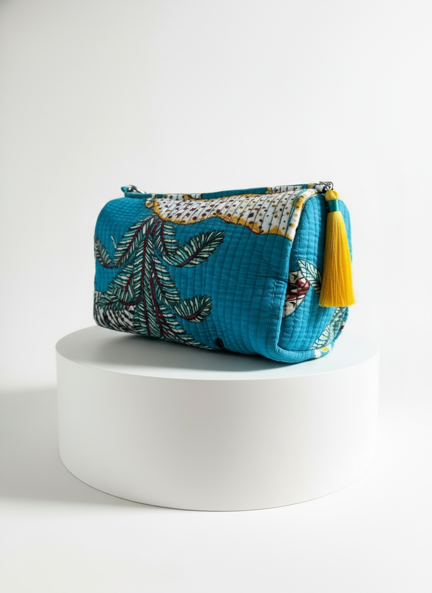 Cosmetic Bags - Teal Tropical Print - Set of 3