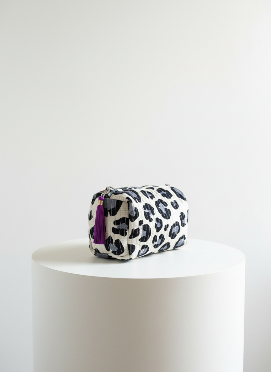 Cosmetic Bags - Blue Leopard Print - Set of 3