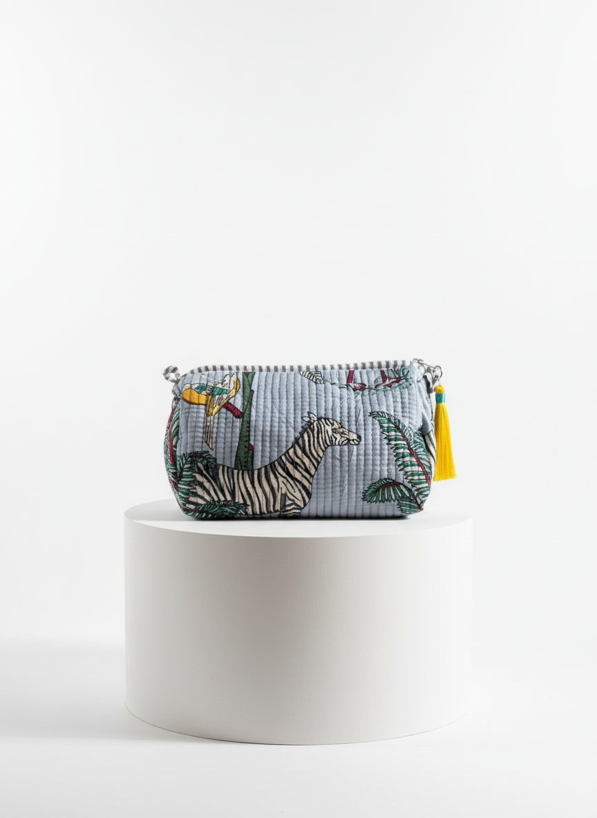 Cosmetic Bags - Powder Blue Tropical - Set of 3