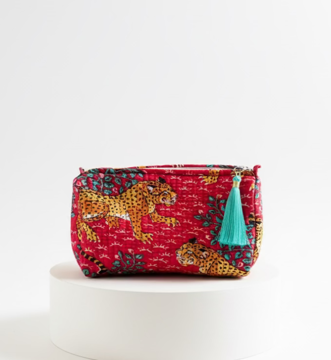 Cosmetic Bags - Red Cheetah Print - Set of 3