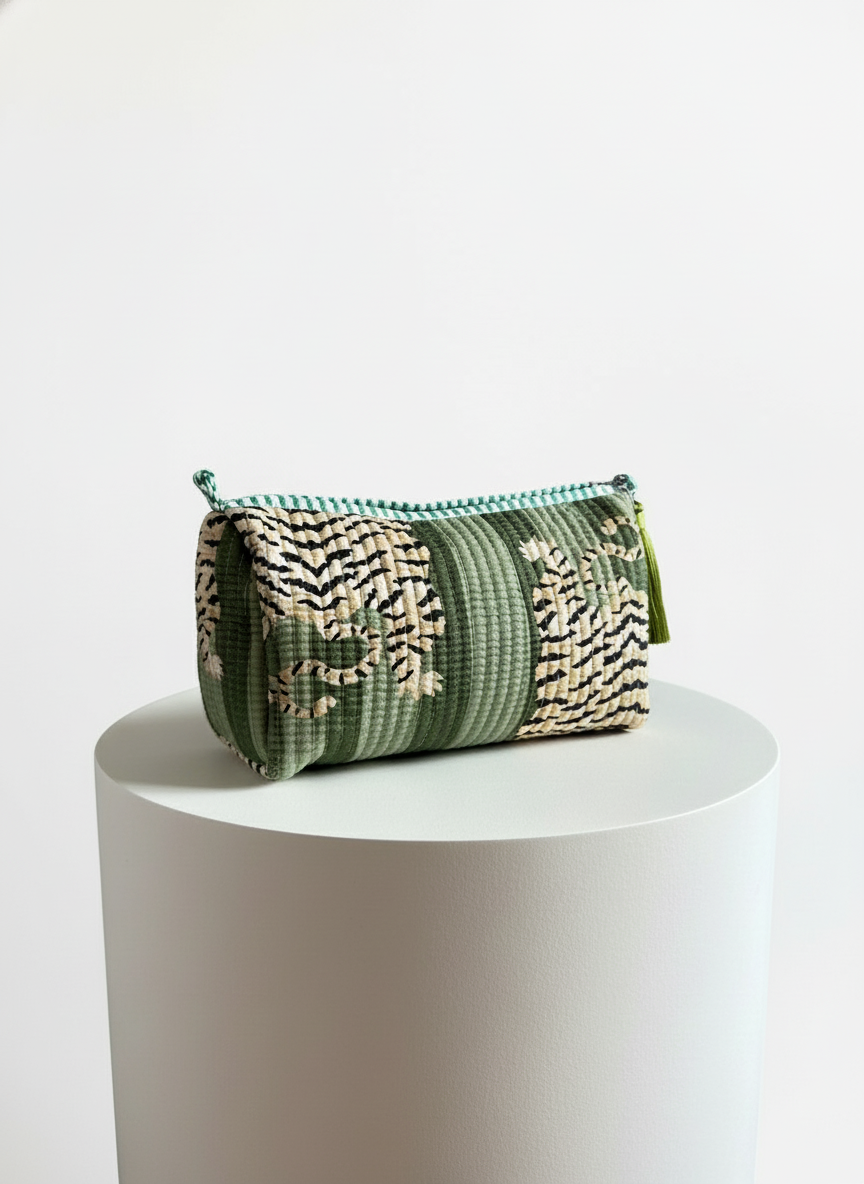 Cosmetic Bags - Light & Dark Green Tiger Stripe - Set of 3
