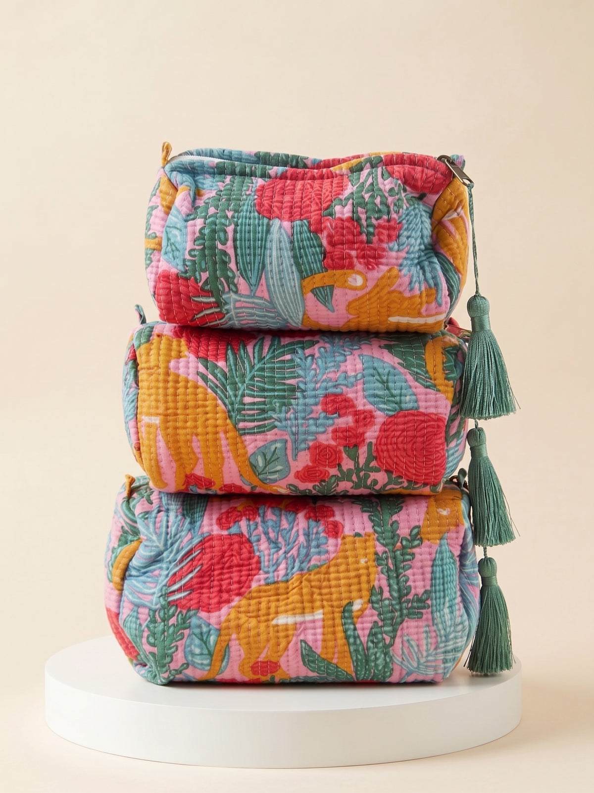 Cosmetic Bags - Pink Jungle - Set of 3
