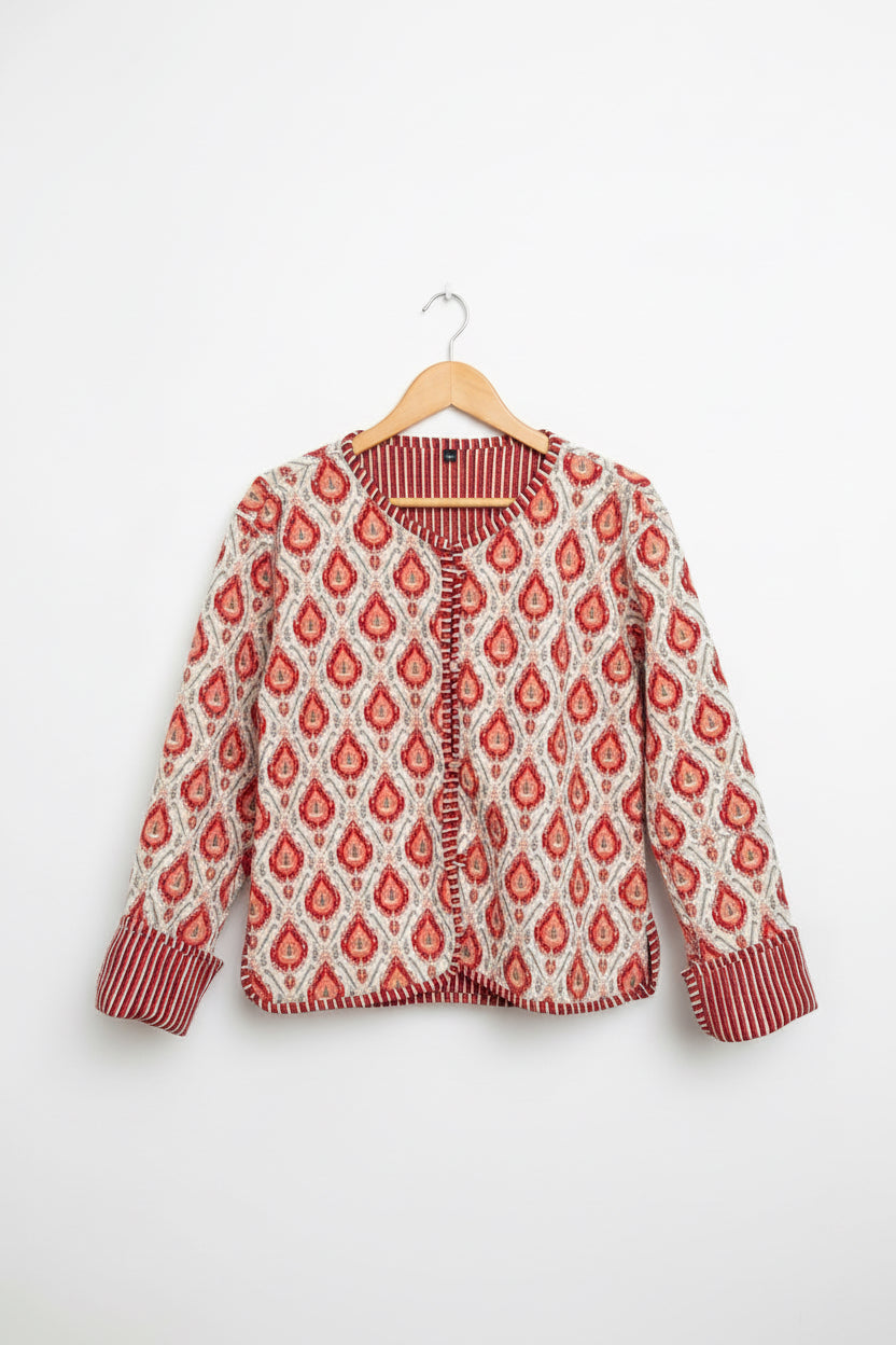 Jacket - White Amber Red Abstract
