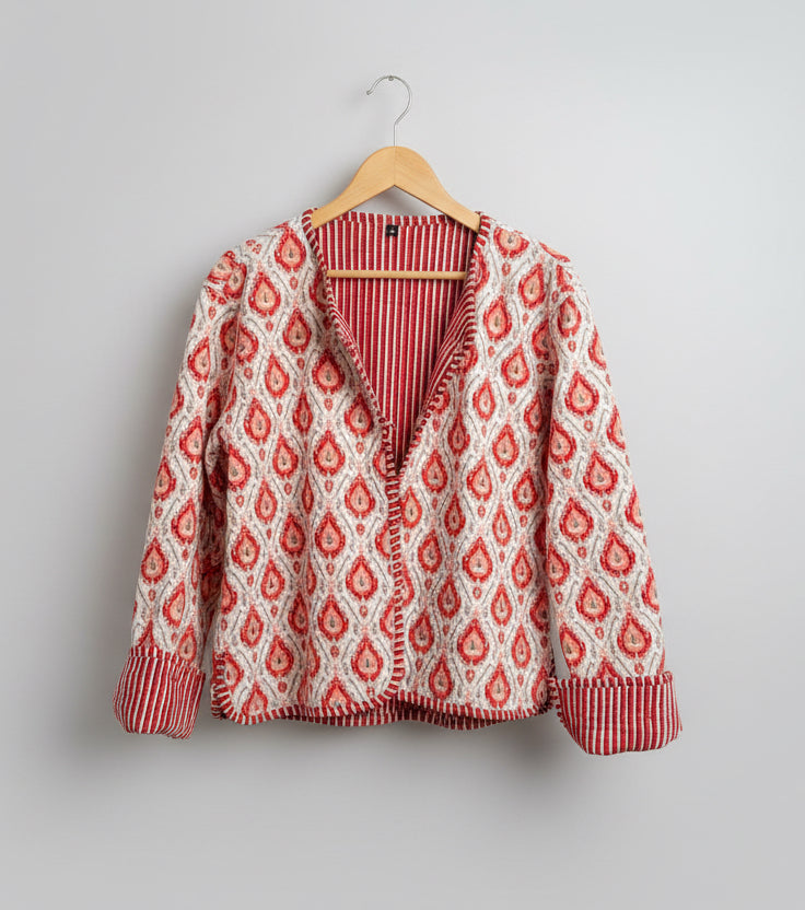 Jacket - White Amber Red Abstract