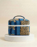 Make up bag - Blue Stripe Tiger Print