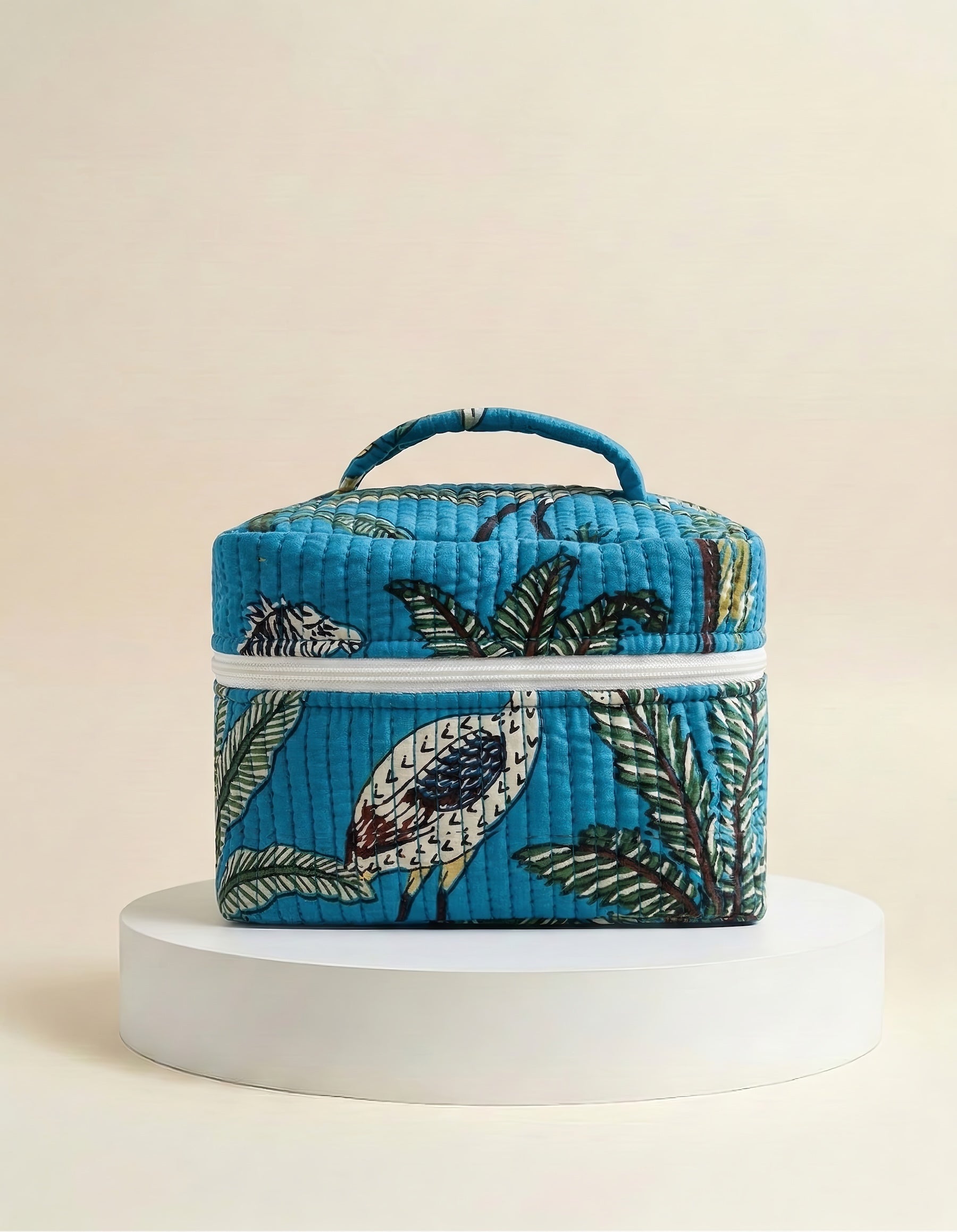 Make up bag - Blue Tropical Print