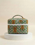 Make up bag - Green, Pink Zig Zag Tiger Print
