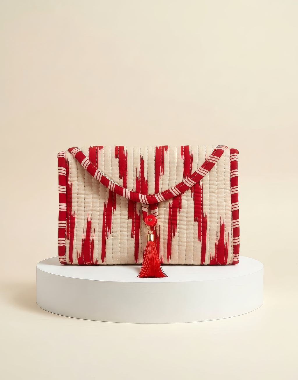 Mini Purse - White & Red Abstract
