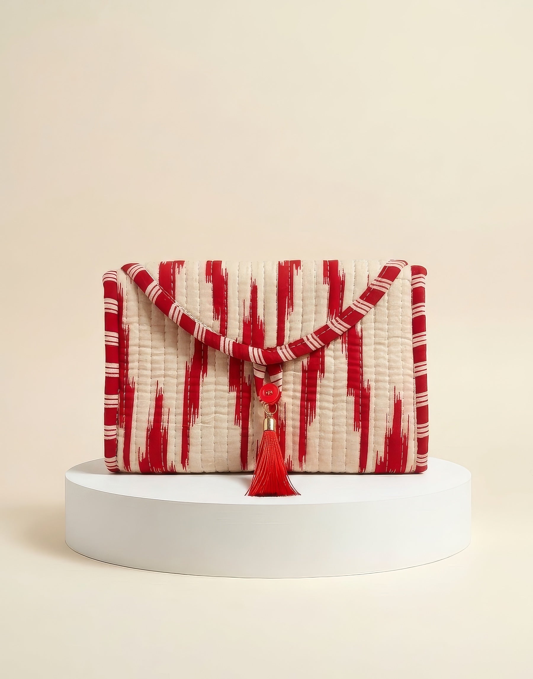 Mini Purse - White & Red Abstract