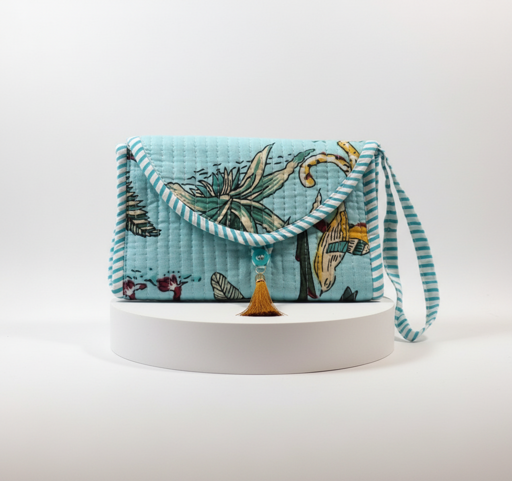 Mini Purse - Light Blue Tropical