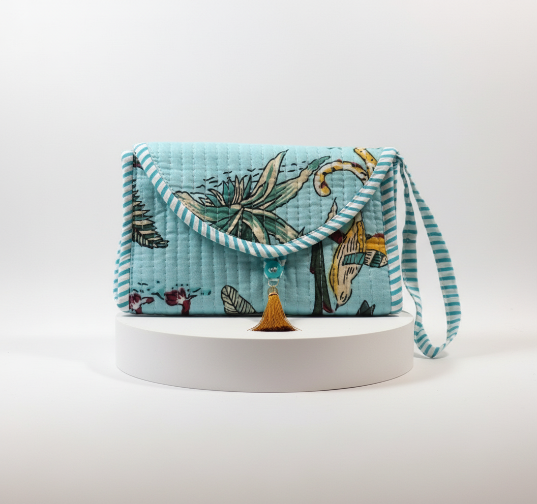 Mini Purse - Light Blue Tropical