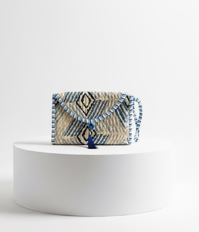 Mini Purse - Blue Diamond Print