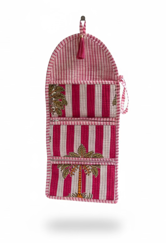 Mini Purse - Pink Palm Tree Stripes