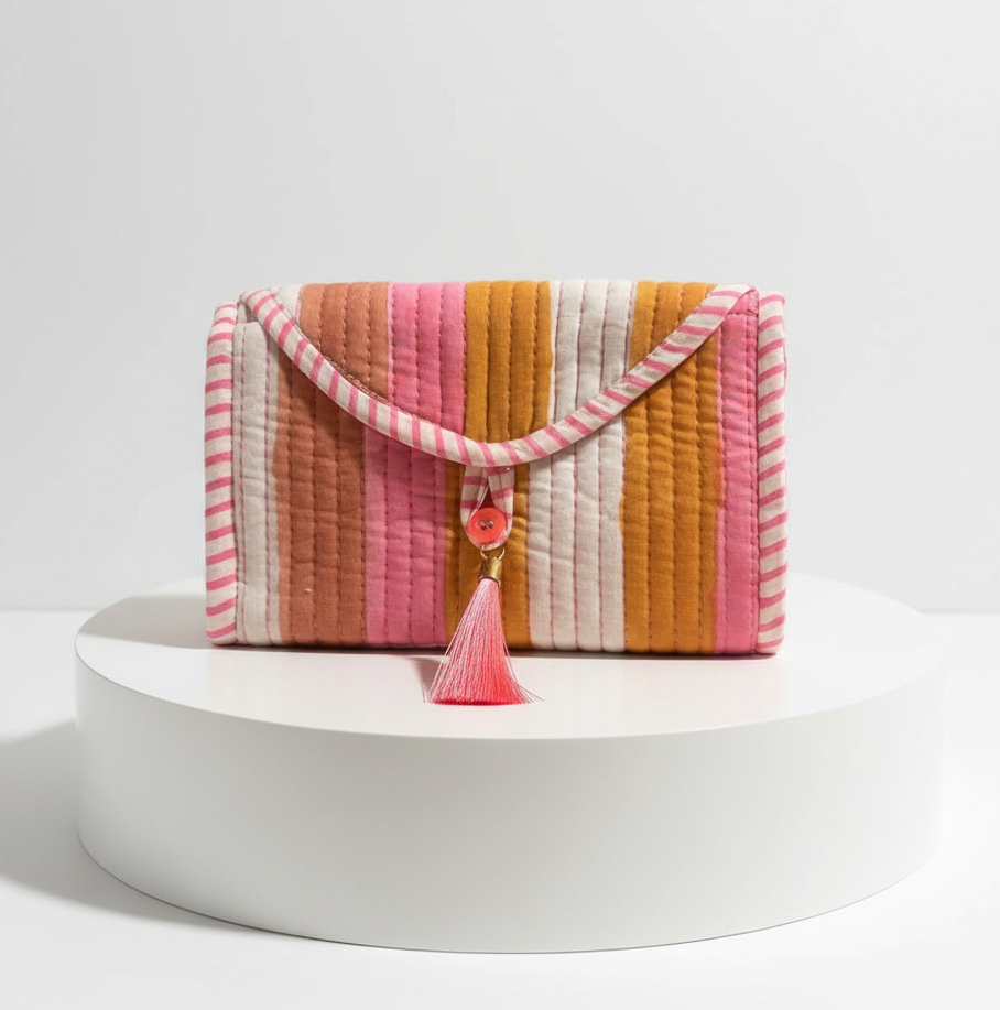 Mini Purse - Pink & Yellow Stripe