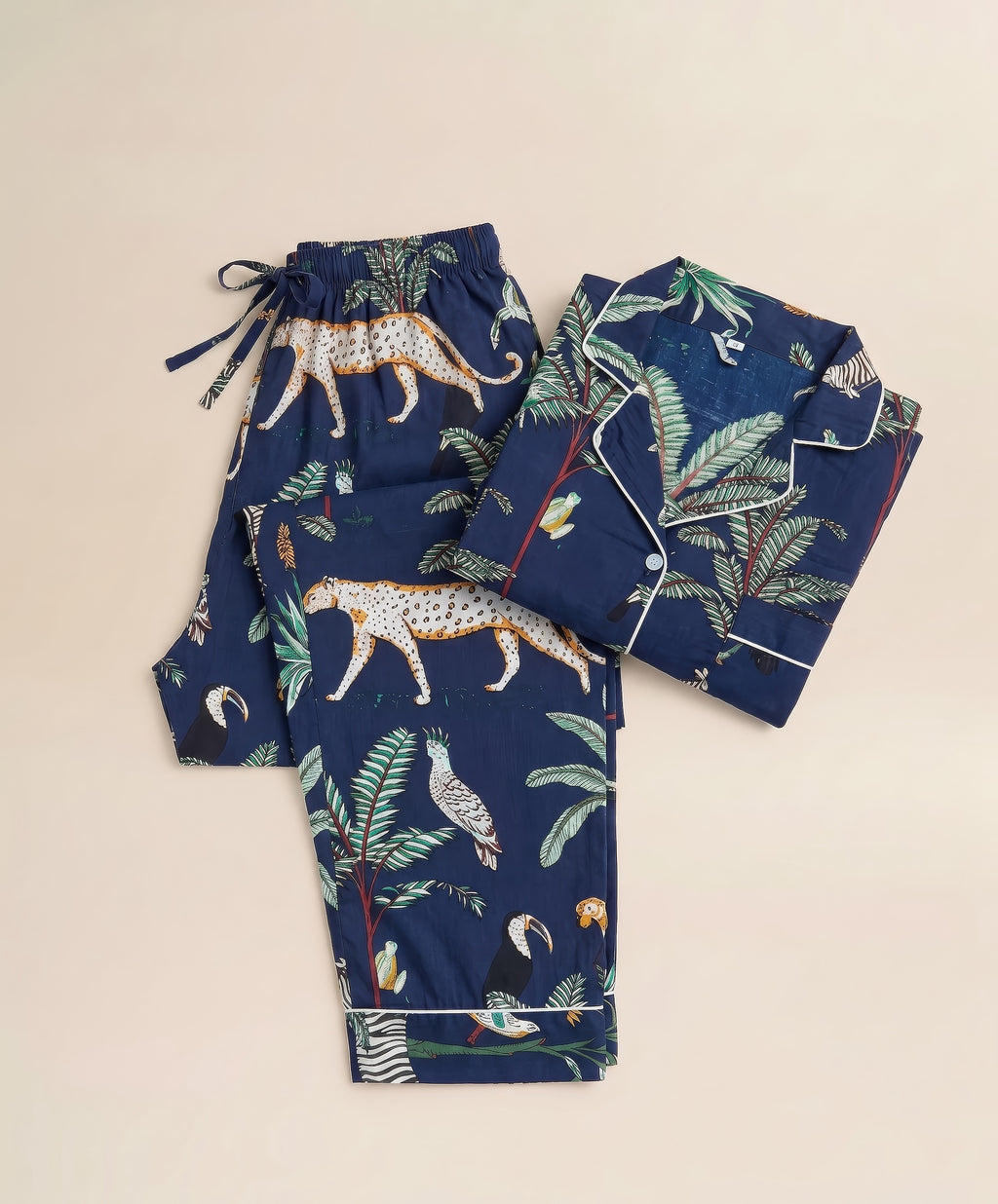 Pyjamas - Navy Tropical Print